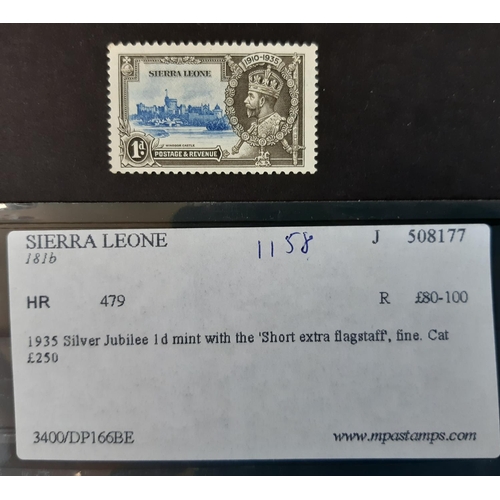 25 - Sierra Leone 1935 Silver Jubilee SG 181b LMM showing the ‘short extra flagstaff’ variety SG cat £250... 