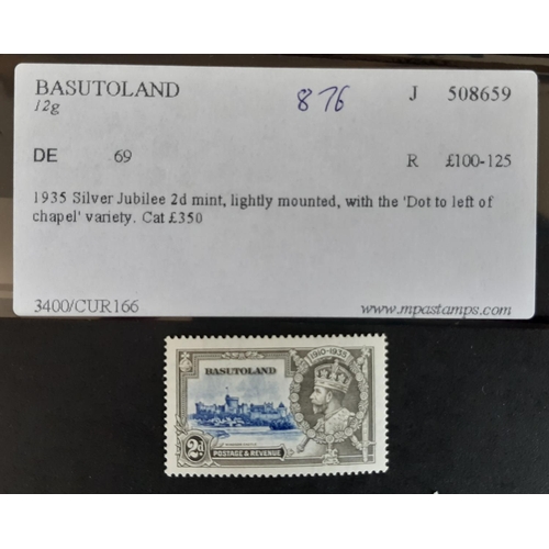 35 - Basutoland 1935 Silver Jubilee SG 12g VLMM showing the ‘dot to left of chapel’ variety total SG cat ... 