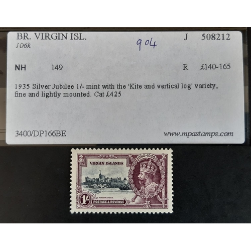 36 - British Virgin Islands 1935 Silver Jubilee SG 106k VLMM showing the ‘kite and vertical log’ variety ... 