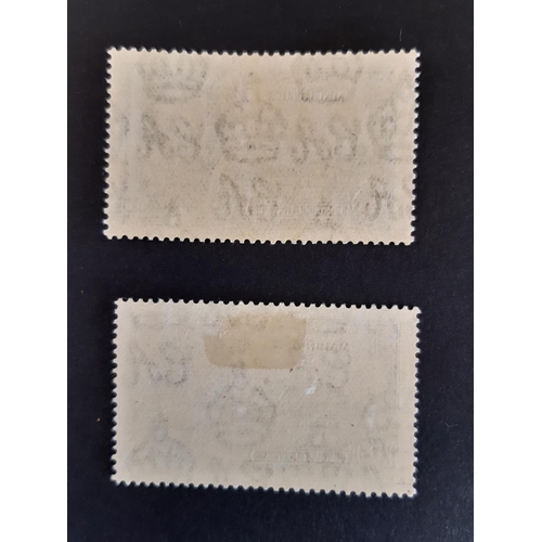 45 - Mauritius 1935 Silver Jubilee SG 245f VLMM and SG 246g MM respectively showing the ‘diagonal line by... 