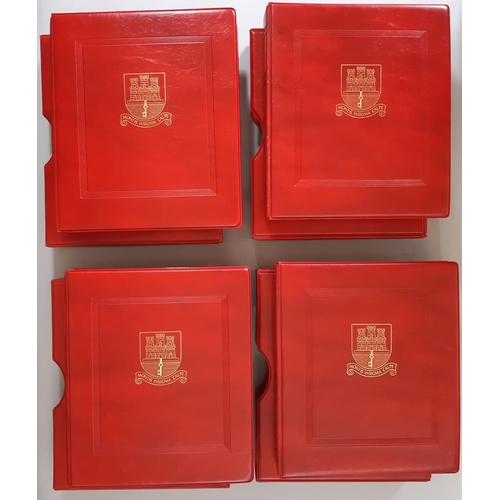 5 - Gibraltar stamp Year packs to 2020 in four good quality red Marini albums – Very high Face Value