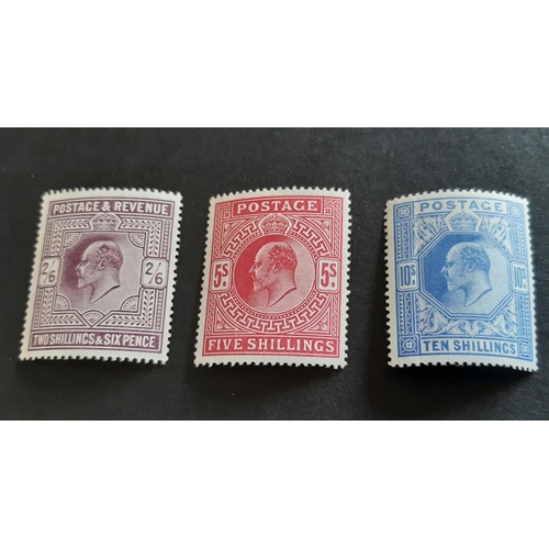 207 - KEVII high values 2s6d LMM, 5s UM(very light gum adhesion) and 10s UM (vertical crease seen on rever... 