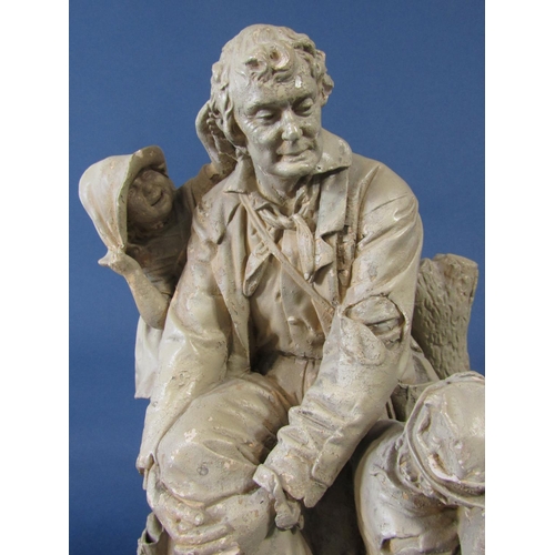 91 - A large painted plaster figure group of Rip Van Winkle 'At Home' with matt glazed finish by John Rog... 