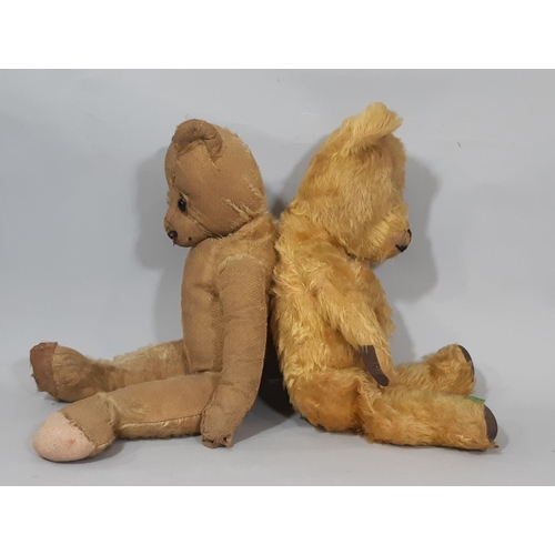 595 - Two vintage teddy bears for restoration, both approx height 49cm together with a Palitoy walking dol... 