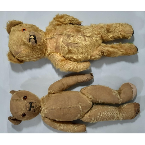 595 - Two vintage teddy bears for restoration, both approx height 49cm together with a Palitoy walking dol... 