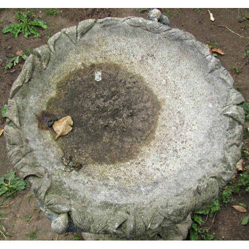 1095 - A novelty weathered cast composition stone bird bath in the form of a naturalistic tree trunk with f... 