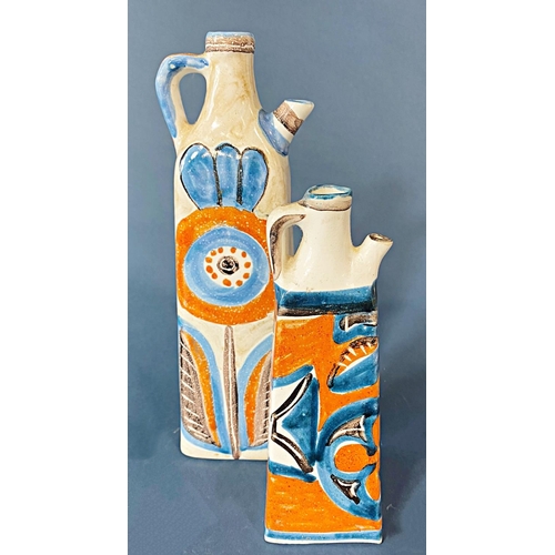 117 - Two decorative contemporary flasks square cut tapering form, Ceramicha De Desimone, Italy