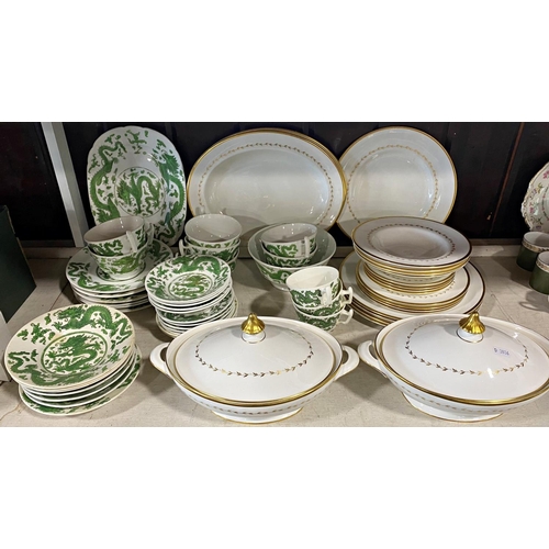 120 - Royal Doulton Covington pattern dinnerware in a white and gilt colourway for four people including t... 