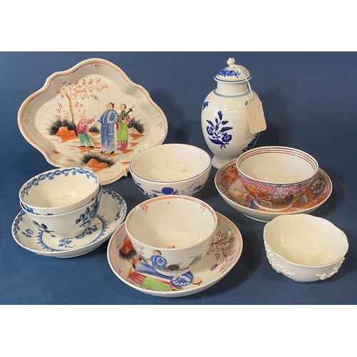 67 - A collection of 18th century and other tea bowls including an example by Beaux, Newhall, Liverpool t... 