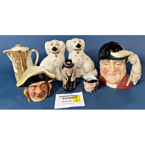 90 - A large collection of Doulton and other character jugs, all sizes, together with two Staffordshire s... 