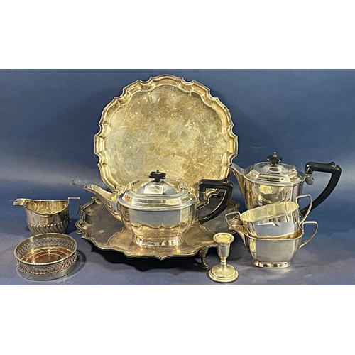 172 - An Art Deco style silver plated four piece tea and coffee service, together with two silver plated t... 