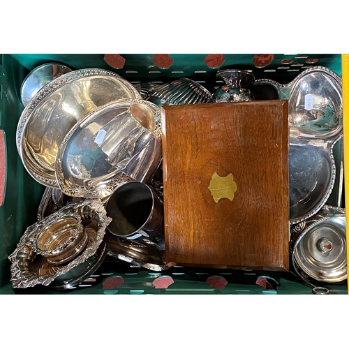 177 - A collection of early 20th century silver plate including a trefoil fruit bowl, tureens with covers,... 