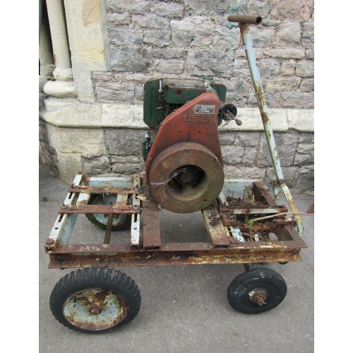 1107 - A Lister diesel stationary engine plate number 01594LT126-01 mounted on a four wheeled hand cart/tro... 