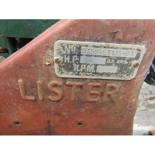 1107 - A Lister diesel stationary engine plate number 01594LT126-01 mounted on a four wheeled hand cart/tro... 