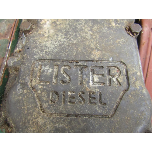 1107 - A Lister diesel stationary engine plate number 01594LT126-01 mounted on a four wheeled hand cart/tro... 