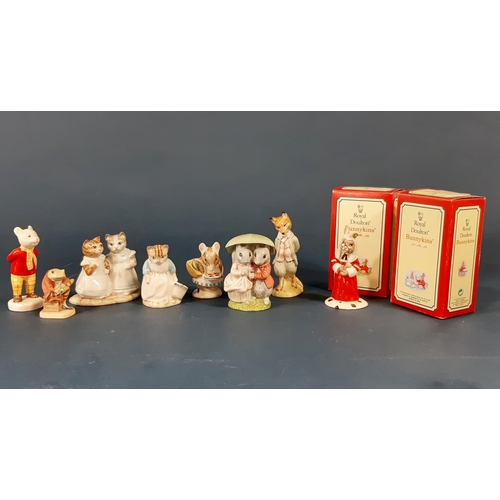 69A - Beatrix Potter figures including 3 by Beswick and 2 by Royal Albert, together with 2 boxed Royal Dou... 