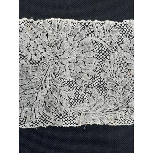 457 - A length of 17th/18th century Valenciennes or Binche bobbin lace; there are 3 joins in the length, w... 