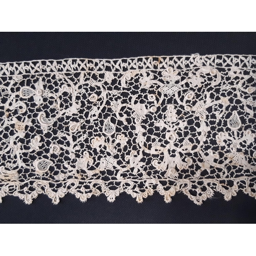 458 - 4.7m length of Venetian Rose Point needle lace. with part of the length joined along the straight ed... 