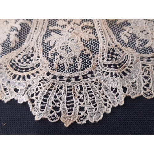 462 - 2 antique bobbin lace collars, the larger with depth 16cm, diameter when laid flat 55cm