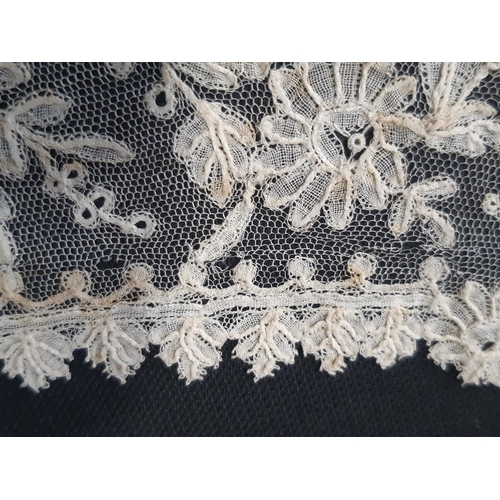 462 - 2 antique bobbin lace collars, the larger with depth 16cm, diameter when laid flat 55cm