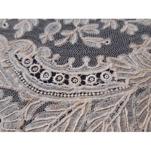 462 - 2 antique bobbin lace collars, the larger with depth 16cm, diameter when laid flat 55cm