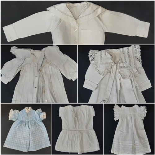 455 - Early 20th century baby/ child clothes including 4 white cotton baby gowns, Edwardian  starched jack... 