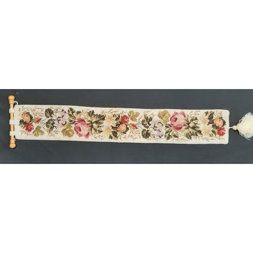 438 - Needlepoint wall hanging 1.8x1.16m in floral classical style in muted shades, together with a needle... 