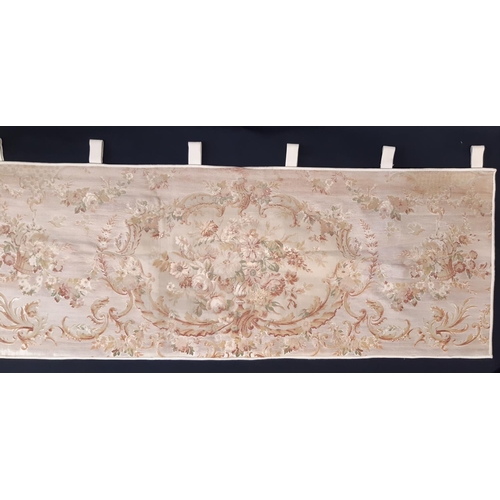 438 - Needlepoint wall hanging 1.8x1.16m in floral classical style in muted shades, together with a needle... 