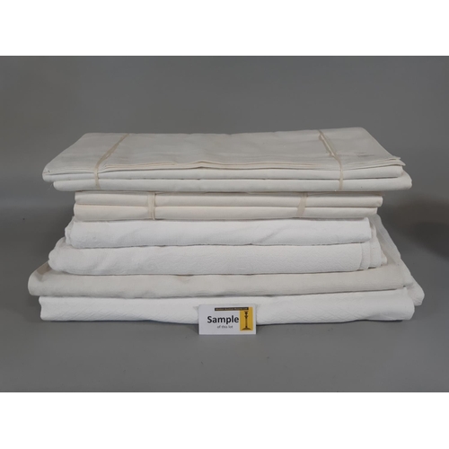 451 - Two pairs of unused 1940's linen sheets in tied bundles, all with WW2 Utility Mark (1941-51) togethe... 