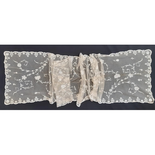 460 - Late 19th /early 20th century ladies lace and accessories including an embroidered net veil 240x47cm... 