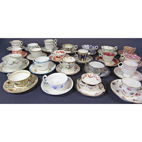 11 - A collection of twenty two 19th century cabinet cups and saucers, various makers, with floral and gi... 