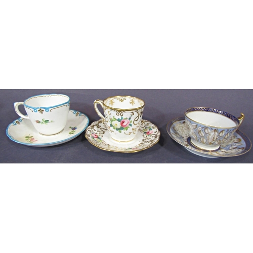 11 - A collection of twenty two 19th century cabinet cups and saucers, various makers, with floral and gi... 