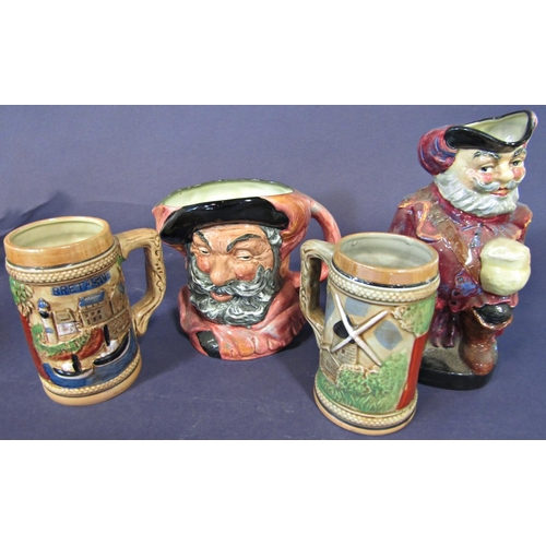 8 - A collection of character jugs and steins comprising a Beswick Mr Micawber with impressed mark 310 t... 