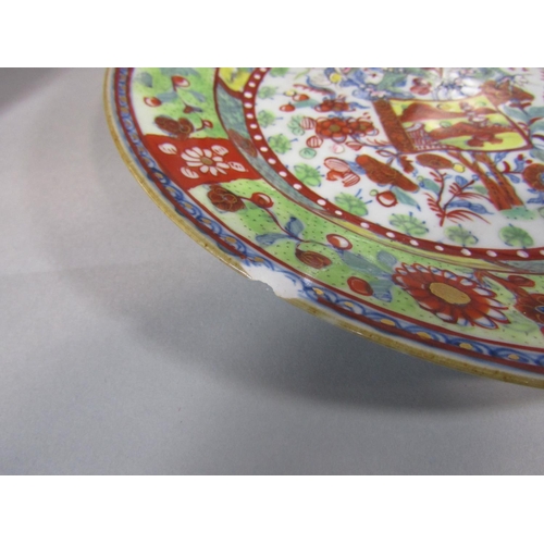 46 - Nine 19th century Chinese export plates with polychrome detail