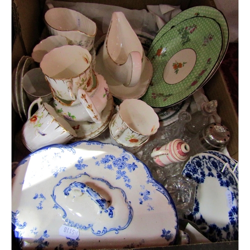 69 - A collection of miscellaneous English and continental cups, saucers, plates, vase, etc (two boxes)