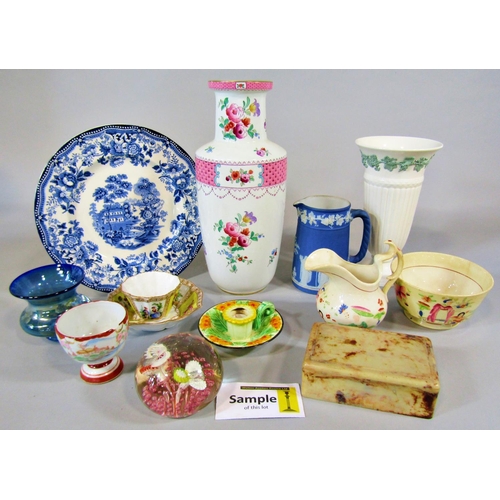 69 - A collection of miscellaneous English and continental cups, saucers, plates, vase, etc (two boxes)