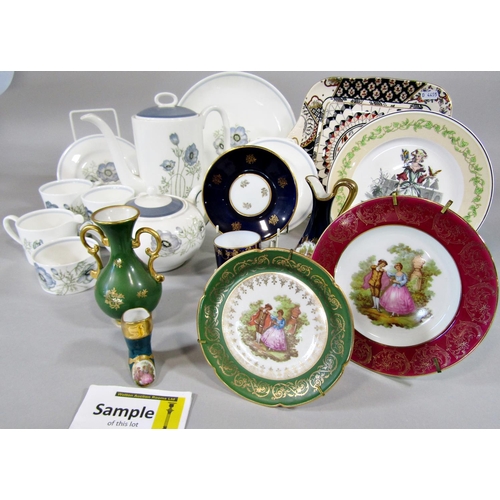 73 - A Wedgwood tea and coffee service to a Susie Cooper design, Glen Mist, further Limoges decorative pl... 