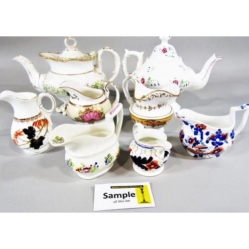 79 - A collection of 19th century ceramic teapots, sauce boats, cream and milk jugs from various factorie... 