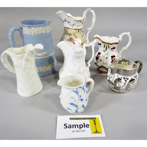 89 - 19th century ceramics to include jugs, vases, sauce boat, etc,