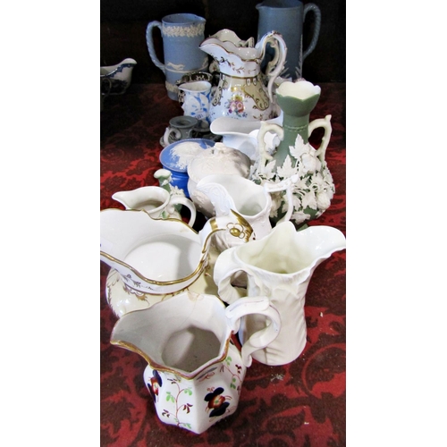 89 - 19th century ceramics to include jugs, vases, sauce boat, etc,