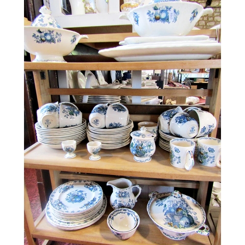 93 - A collection of Masons Fruit Basket patterned dinner and tea wares, plates, tureens, cups and saucer... 