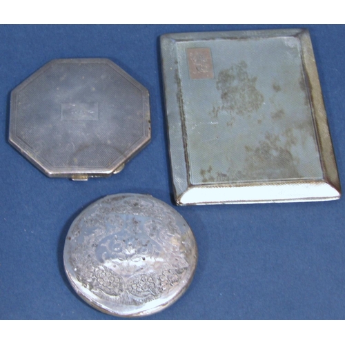 184 - A mixed quantity of silverware consisting of a cigarette case, sugar tongs, salt, pepper and mustard... 