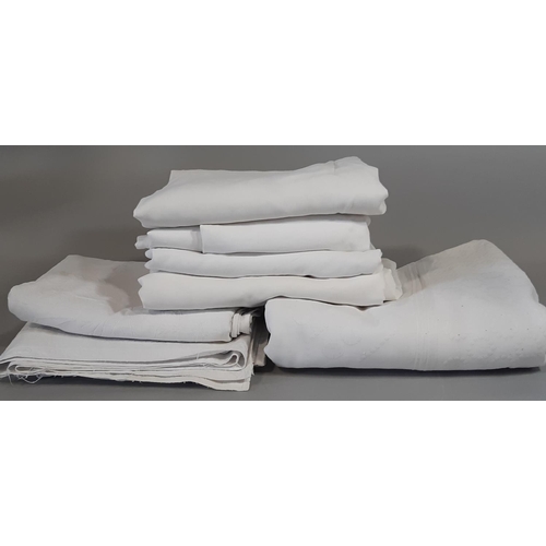 444 - Vintage bedding including 2 white bedspreads 2.6x2.2m (with some surface specks) and 2.6x2.25m and 4... 