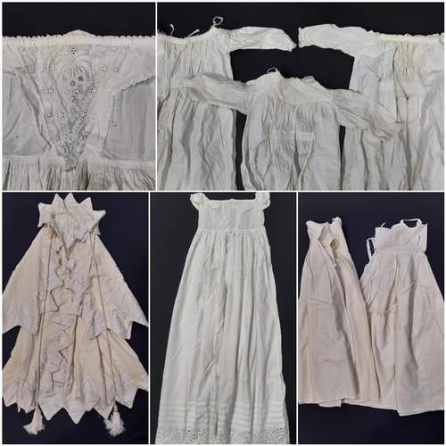 449 - Collection of late 19th/ early 20th century textiles including an Ayrshire type baby gown decorated ... 