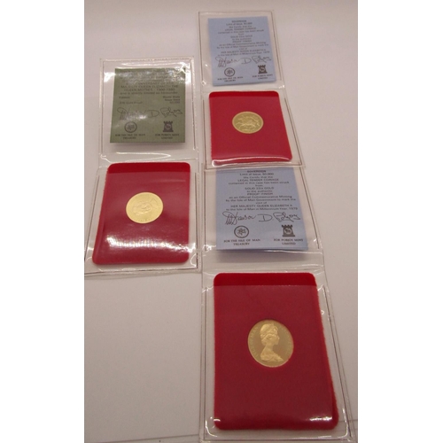 409 - Three x Isle of Man sovereigns, 2 x 1979, 1 x 1980, limited to 50,000 copies - Pobjoy Mint