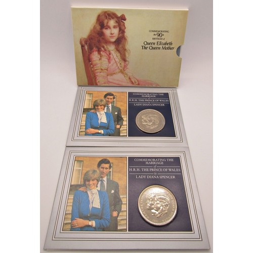 403 - Fourteen Brilliant uncirculated Crowns, 90th Birthday of Queen Mother 1990 x 2, 1981 Royal Wedding x... 