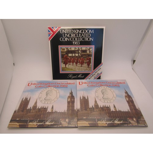 401 - UK Brilliant uncirculated coin collections - 1982 x 2, 1983 x 3, 1984, 1985, 1986, 1987 - £1 - ½p