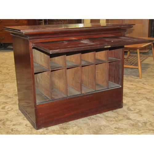 1682 - Early 19th century mahogany cabinet enclosing twelve pigeon holes enclosed by a panelled up-and-over... 