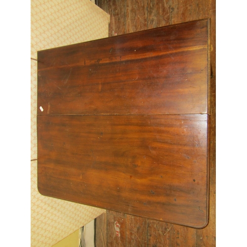 1672 - Georgian mahogany drop-leaf occasional table of narrow proportions, the single drop-leaf with gate l... 