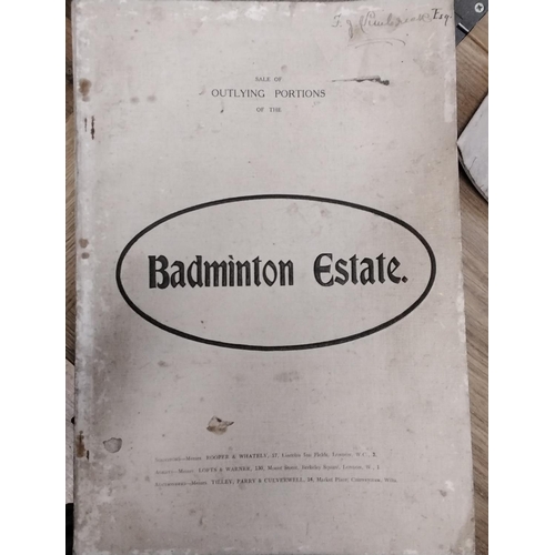 894 - An early 20th century sale catalogue for the sale of out lying portions of The Badminton Estate by O... 